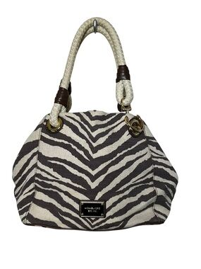 Michael Kors Zebra-Print Shoulder Bag in Black and Cream with Rope Handles